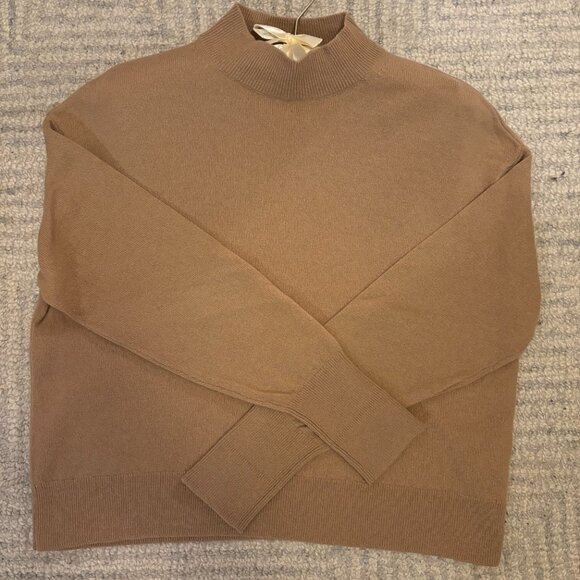 Everlane Mock Neck Sweater in Camel - Picture 2 of 4